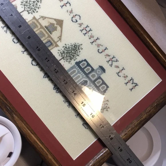 Cross-stitch vintage Alphabet framed & matted picture. - Picture 5 of 12